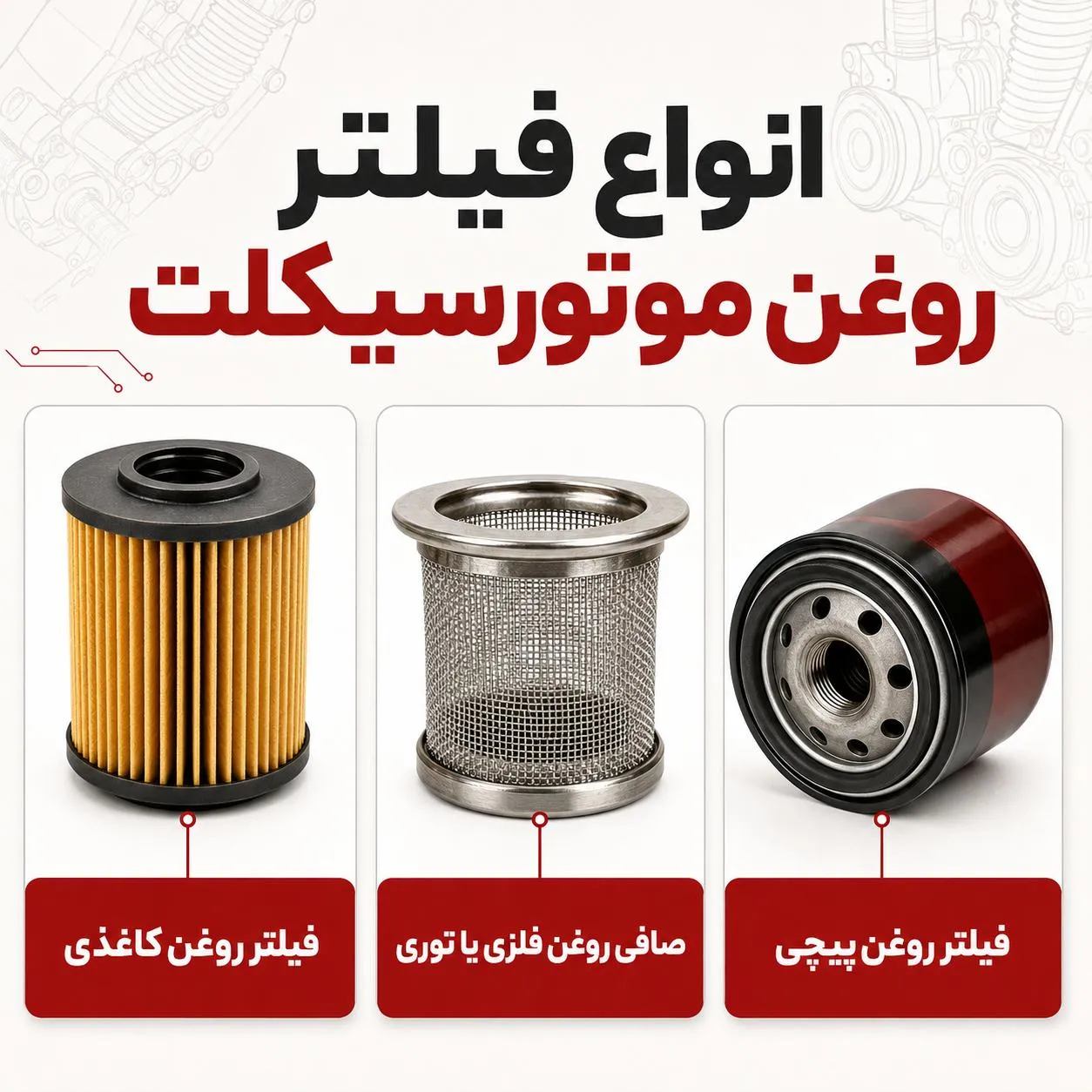 انواع فیلتر روغن موتورسیکلت